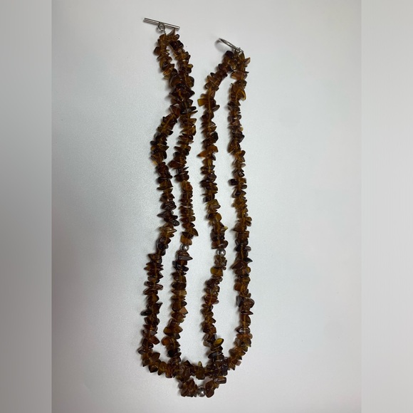 Early Silpada VERY RARE 2-Strand Sterling & Amber Bead Toggle Clasp Necklace - Picture 10 of 16